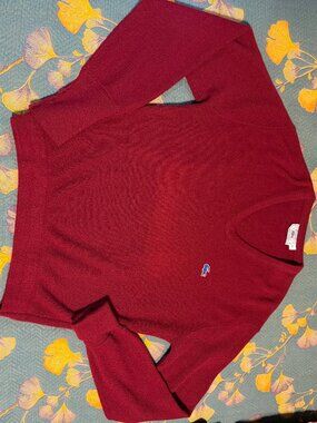 Vintage Burgundy Lacoste V Neck Sweater Size Large